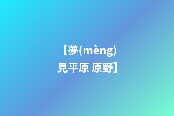 【夢(mèng)見平原 原野】